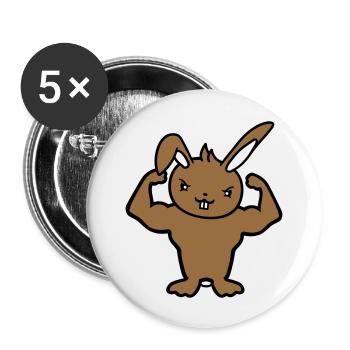 Bunny Bodybuilder Gym Muscles Fort Fitness Biceps - Lot de 5 grands badges (56 mm) - blanc - Devant
