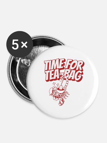 Time for Teabag - Buttons groß 56 mm (5er Pack) - Weiß
