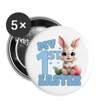 Babys erstes Osterfest - Ostern Osterhase Osterei - Buttons groß 56 mm (5er Pack) - Weiß - Vorne