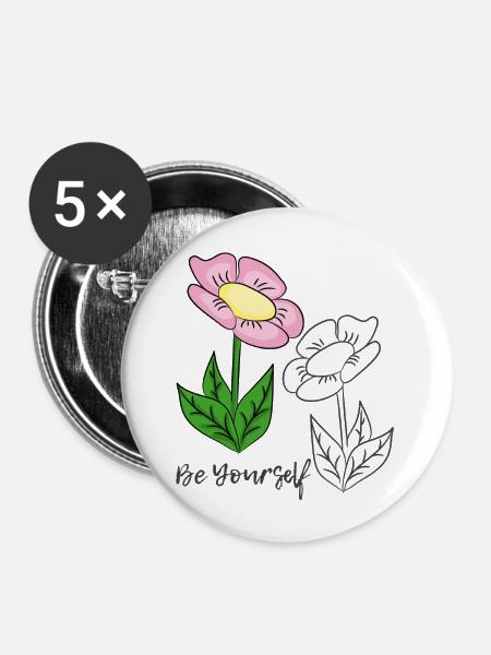 be yourself - Buttons groß 56 mm (5er Pack) - Weiß
