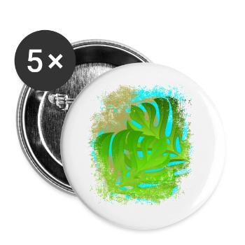 Sensation de vacances palmiers et feuilles de Monstera vert/or - Lot de 5 grands badges (56 mm) - blanc - Devant