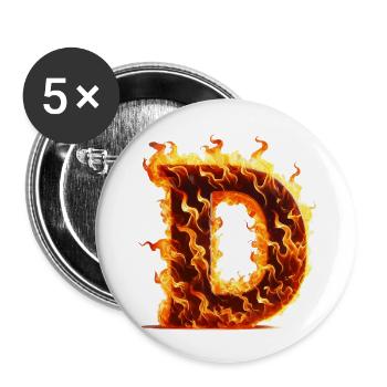 D Letter Fire - Buttons large 2.2''/56 mm (5-pack) - white - Front
