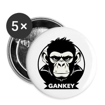 Gankey Monkey - Buttons groß 56 mm (5er Pack) - Weiß - Vorne