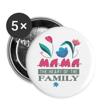Mama Muttertag - Buttons groß 56 mm (5er Pack) - Weiß - Vorne