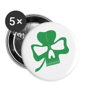 Crâne de trèfle - Lot de 5 grands badges (56 mm) - blanc - Devant