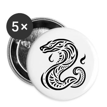 Stammes-Schlange - Buttons groß 56 mm (5er Pack) - Weiß - Vorne