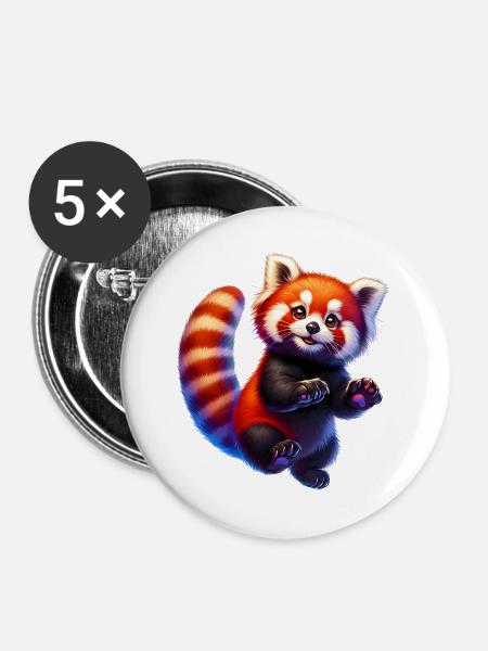 Kleiner Panda - Buttons groß 56 mm (5er Pack) - Weiß