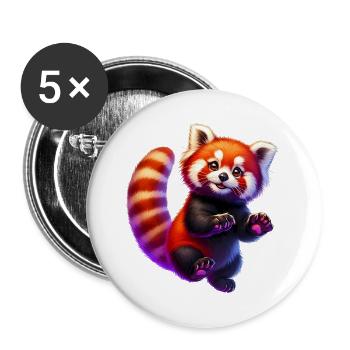 Petit panda - Lot de 5 grands badges (56 mm) - blanc - Devant