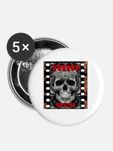 Horrorfilme - Buttons groß 56 mm (5er Pack) - Weiß
