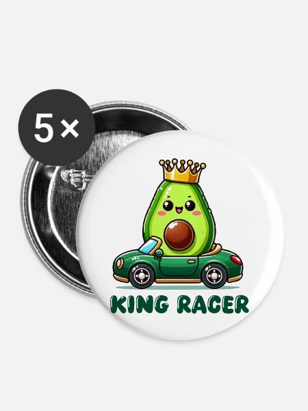 avocado king - Buttons groß 56 mm (5er Pack) - Weiß