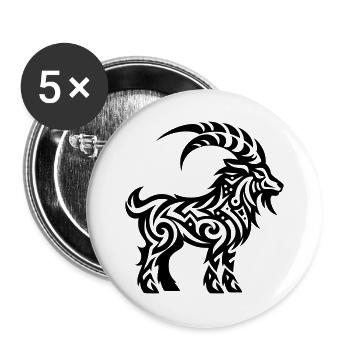 Chèvre de montagne tribale - Lot de 5 grands badges (56 mm) - blanc - Devant