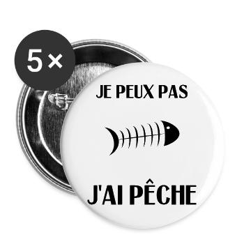PÊCHE. POISSON D'AVRIL. POISSON. SARDINE - Lot de 5 grands badges (56 mm) - blanc - Devant