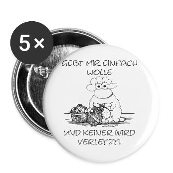 Just Give Me Motif Mouton en Laine pour les fans de tricot - Lot de 5 grands badges (56 mm) - blanc - Devant