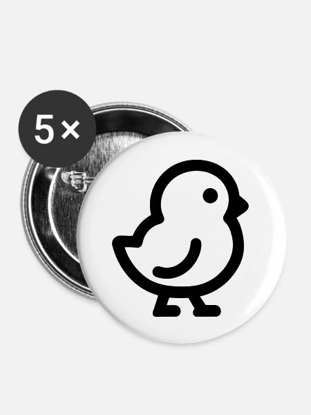 Küken - Buttons groß 56 mm (5er Pack) - Weiß