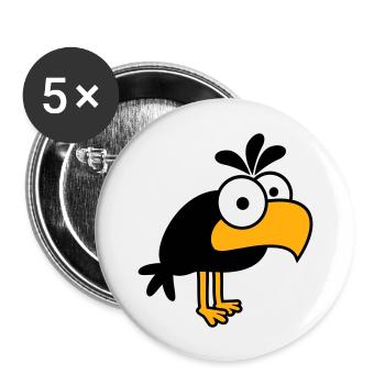 Rabe Comic Vogel steht guckt lustig Cartoon Humor - Buttons groß 56 mm (5er Pack) - Weiß - Vorne