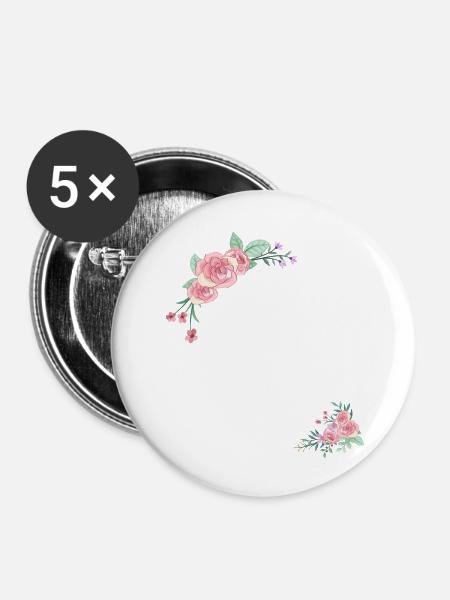 Brief und Blumen - Buttons groß 56 mm (5er Pack) - Weiß