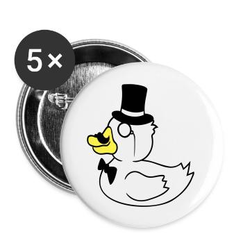 Sir Duck chapeau haut de forme monocle lunettes riche M. - Lot de 5 grands badges (56 mm) - blanc - Devant