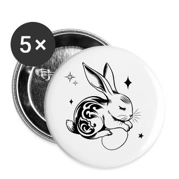 Sleeping Easter Bunny with Tribal and Eggs - Buttons large 2.2''/56 mm (5-pack) - white - Front