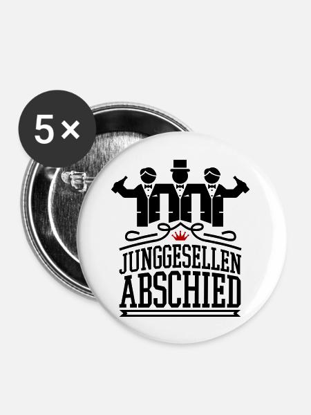 Junggesellen Abschied - Buttons groß 56 mm (5er Pack) - Weiß