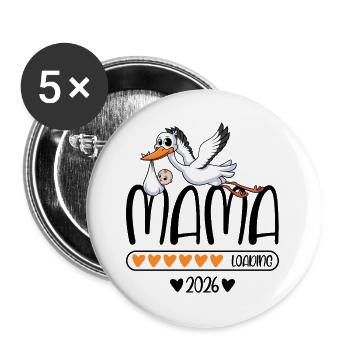 Mama 2026 loading - Buttons groß 56 mm (5er Pack) - Weiß - Vorne