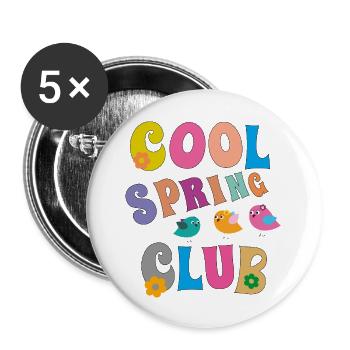 Printemps frais Club Frühling - Lot de 5 grands badges (56 mm) - blanc - Devant
