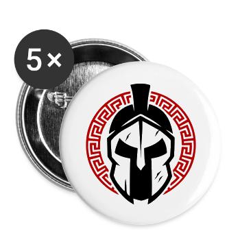 Casque de Sparte Symbole du gladiateur - Lot de 5 grands badges (56 mm) - blanc - Devant