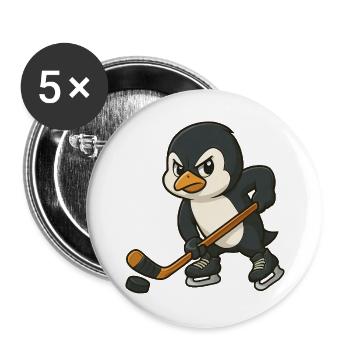 Cooler Pinguin Eishockey Spieler Eishockey - Buttons groß 56 mm (5er Pack) - Weiß - Vorne