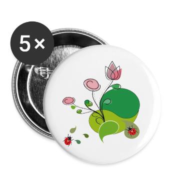 Flower with ladybug - Buttons large 2.2''/56 mm (5-pack) - white - Front