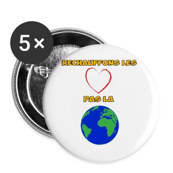 Let's warm hearts - Buttons large 2.2''/56 mm (5-pack) - white - Front