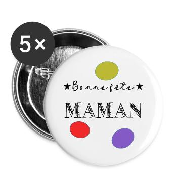 MOM. MOTHER'S DAY. HAPPY MOTHER'S DAY - Buttons large 2.2''/56 mm (5-pack) - white - Front