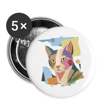 Abstrakte Katze im modernen Farbblock-Design - Buttons groß 56 mm (5er Pack) - Weiß - Vorne
