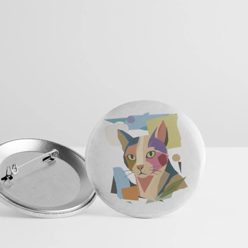 Chat abstrait dans le design moderne de bloc de couleur Lot de 5 grands badges (56 mm)