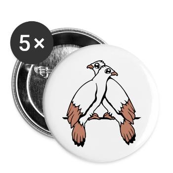 2 Tauben Vögel zwei Freunde sitzten Kabel Paar - Buttons groß 56 mm (5er Pack) - Weiß - Vorne