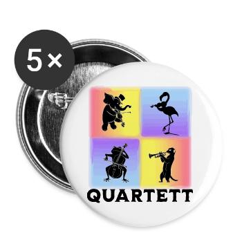 Musiker Quartett mit Elefant Flamingo Frosch - Buttons groß 56 mm (5er Pack) - Weiß - Vorne