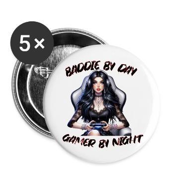 Baddie by Day - Gamer by Night Shirt - Buttons large 2.2''/56 mm (5-pack) - white - Front