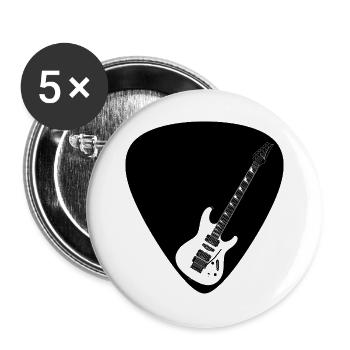 E-Gitarre (Strat-Form) für helle Untergründe - Buttons groß 56 mm (5er Pack) - Weiß - Vorne