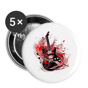 E-Gitarre Gitarre Gitarrist Musik Instrument Rock - Buttons groß 56 mm (5er Pack) - Weiß - Vorne