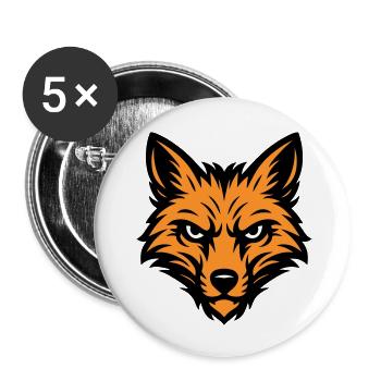 Animal à tête de renard - Lot de 5 grands badges (56 mm) - blanc - Devant