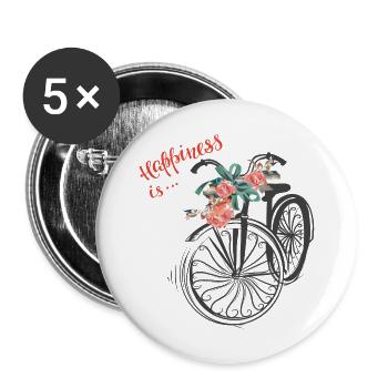 Le bonheur, c’est... - Lot de 5 grands badges (56 mm) - blanc - Devant