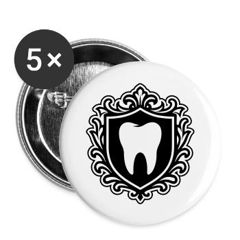 Zahn Symbol Wappen - Buttons groß 56 mm (5er Pack) - Weiß - Vorne