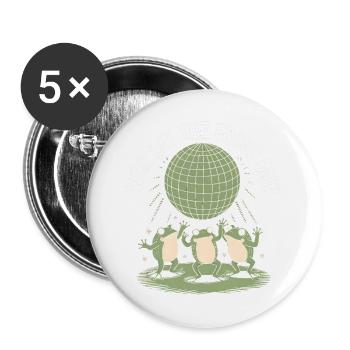 Wer hat die Frösche rausgelassen? - Niedlicher Frosch Aufkleber - Buttons groß 56 mm (5er Pack) - Weiß - Vorne