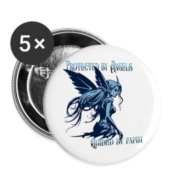 Angels Protect Me – Faith Design - Buttons large 2.2''/56 mm (5-pack) - white - Front