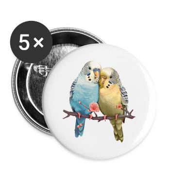 Budgies - Buttons large 2.2''/56 mm (5-pack) - white - Front