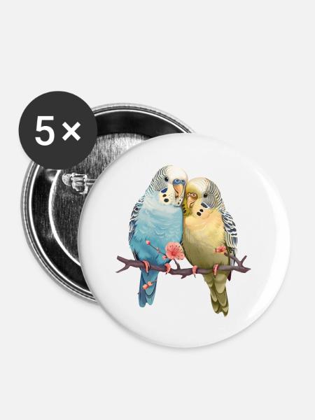 Budgies - Buttons large 2.2''/56 mm (5-pack) - white