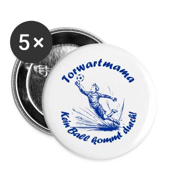 Torwart Mama - blau - Buttons groß 56 mm (5er Pack) - Weiß - Vorne