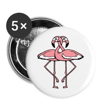 Flamingo couple in love two friends team love - Buttons large 2.2''/56 mm (5-pack) - white - Front
