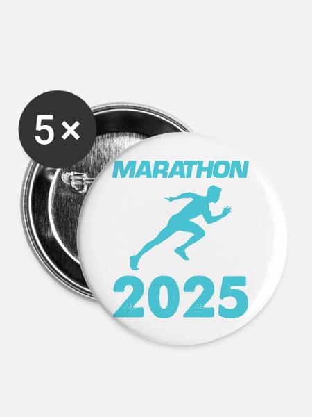 marathon 2025 - Buttons groß 56 mm (5er Pack) - Weiß