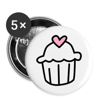 Muffin Illustration - Buttons groß 56 mm (5er Pack) - Weiß - Vorne