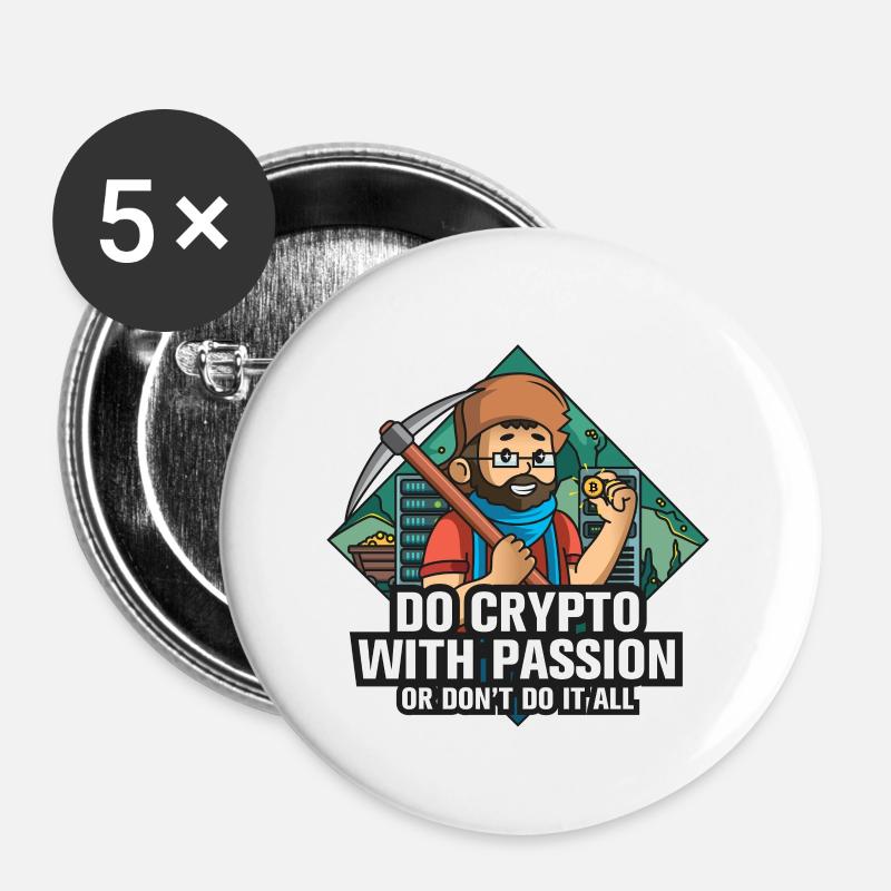 Do crypto with passion - Buttons large 2.2''/56 mm (5-pack) - white