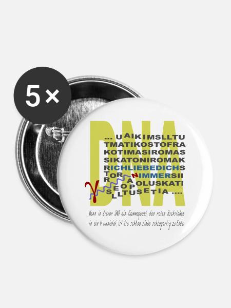 DNA - Buttons groß 56 mm (5er Pack) - Weiß
